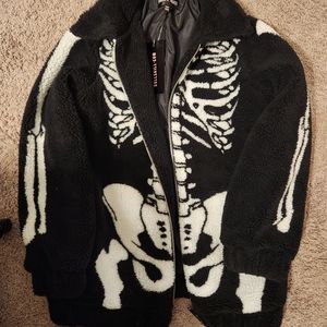 Dolls kill Skeleton sherpa oversized jacket xxs